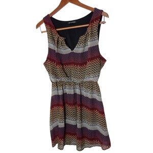 Women's Plus 1X Patterned Dress Cinch Waist Sleeveless Red White Love Cameron